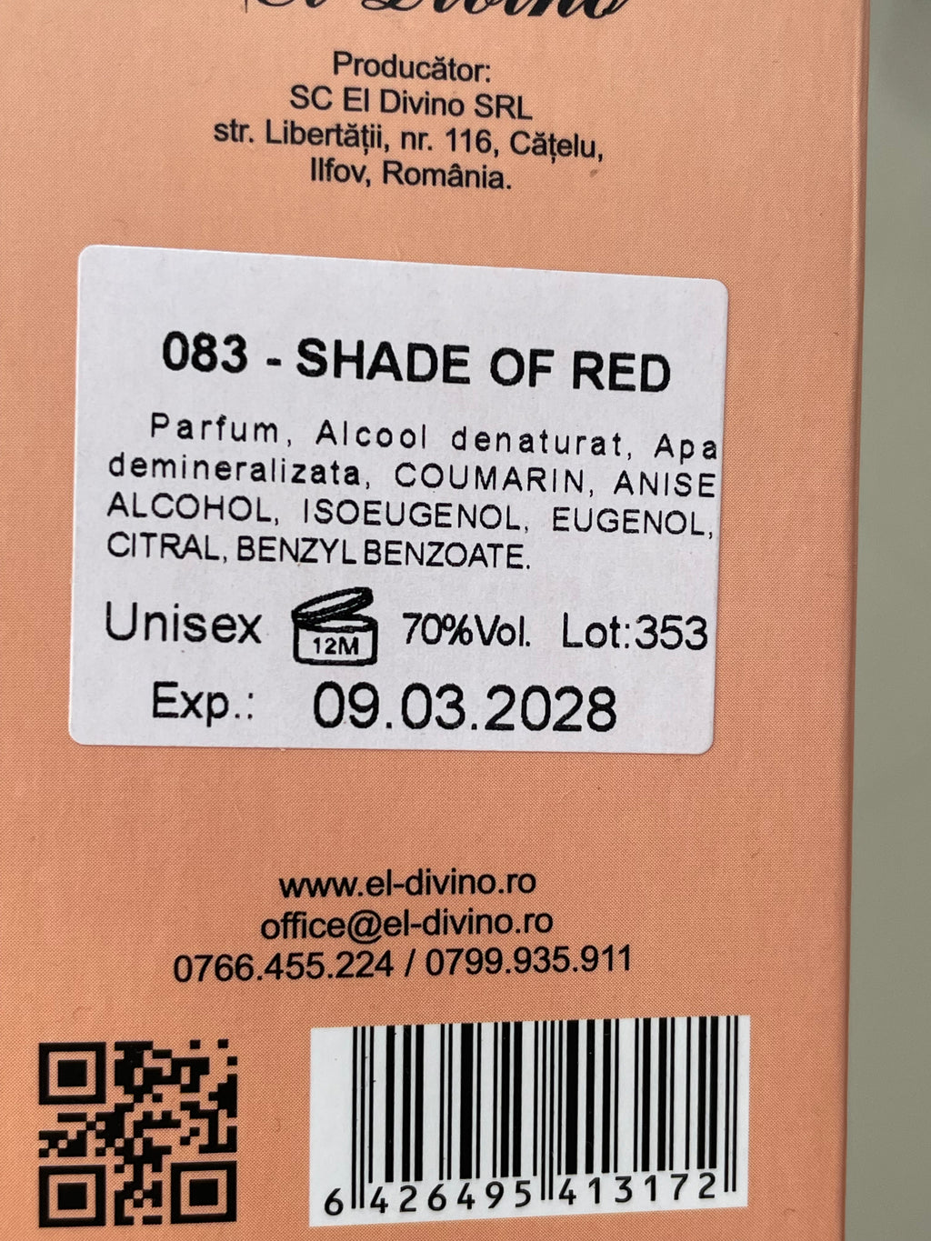 Apa de parfum Shade of Red - El Divino