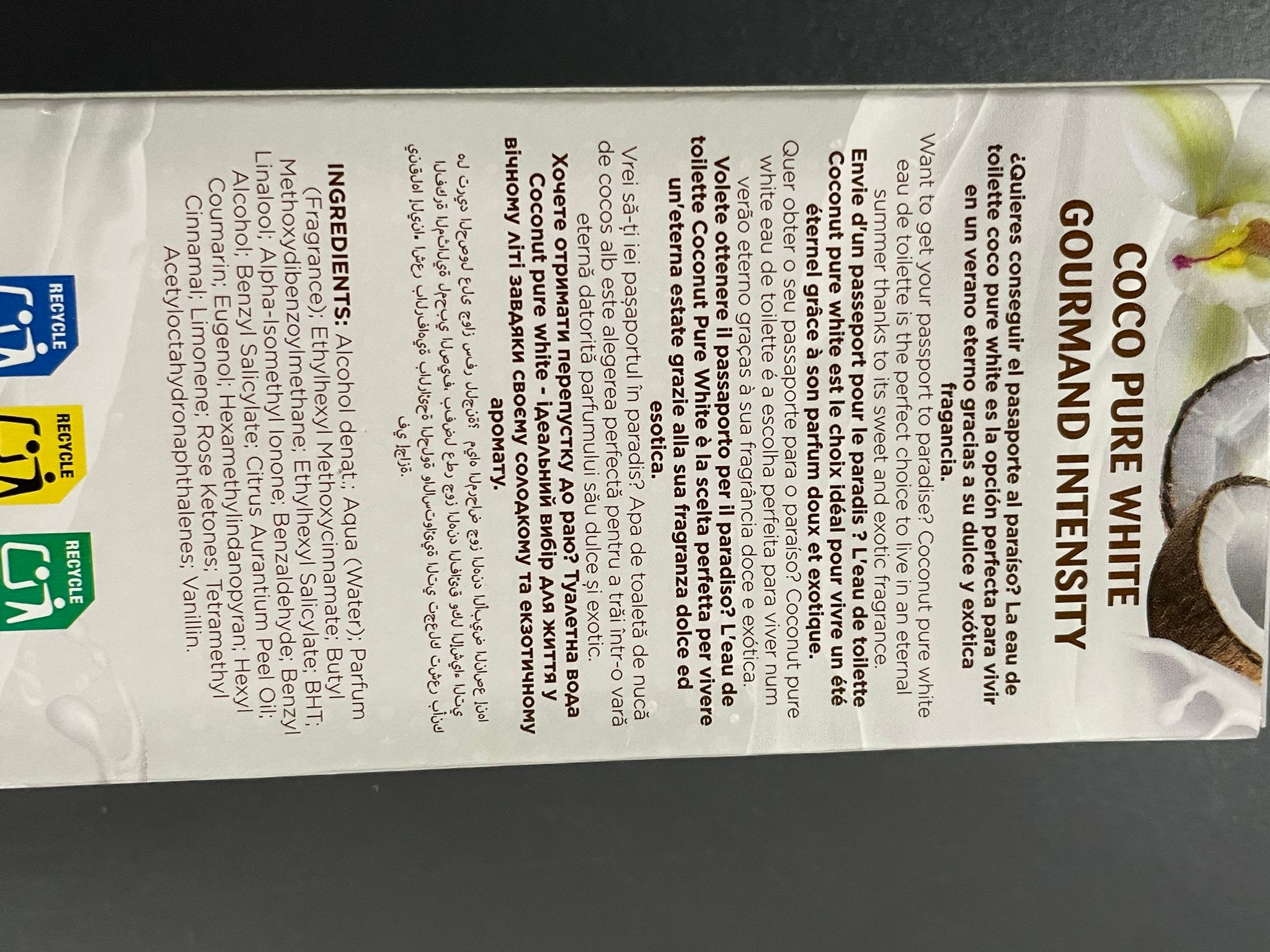 Apa de toaleta Coco Pure White - Tulipan Negro