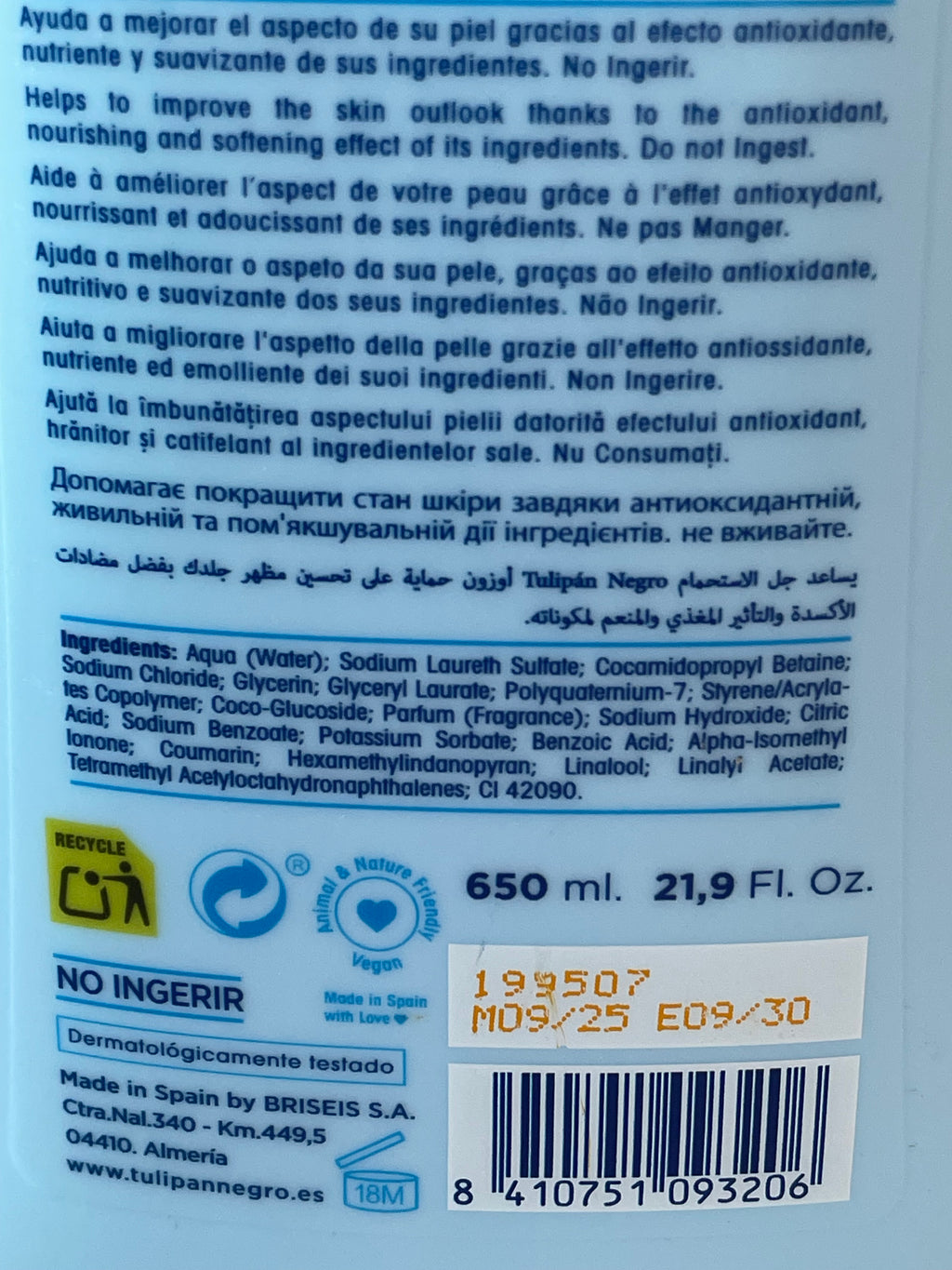 Gel de dus Ozono Protect - TULIPAN NEGRO