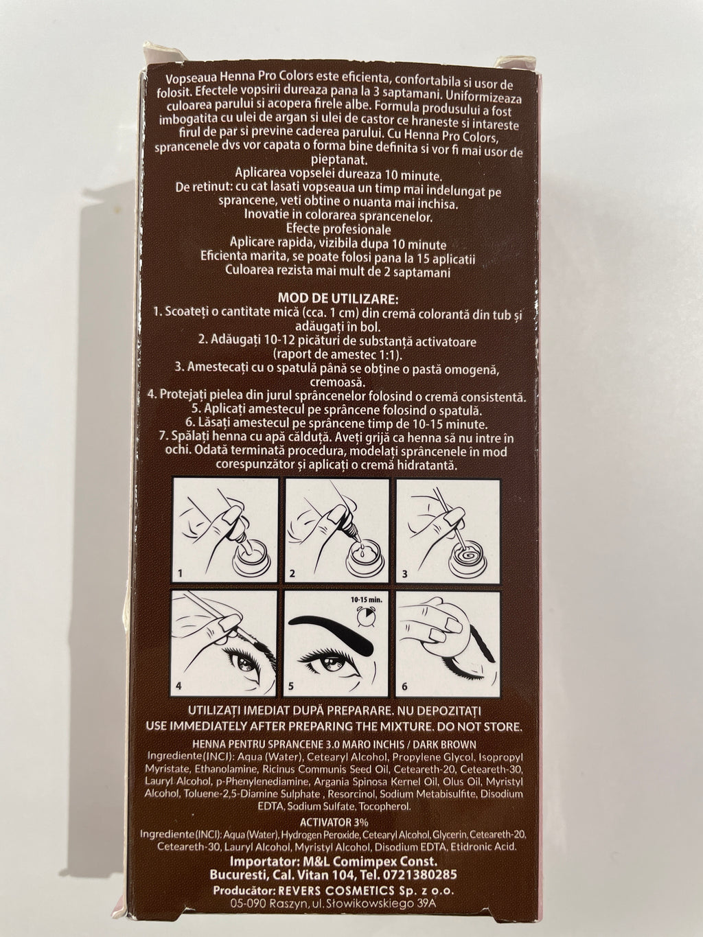 Henna pentru sprancene - Revers