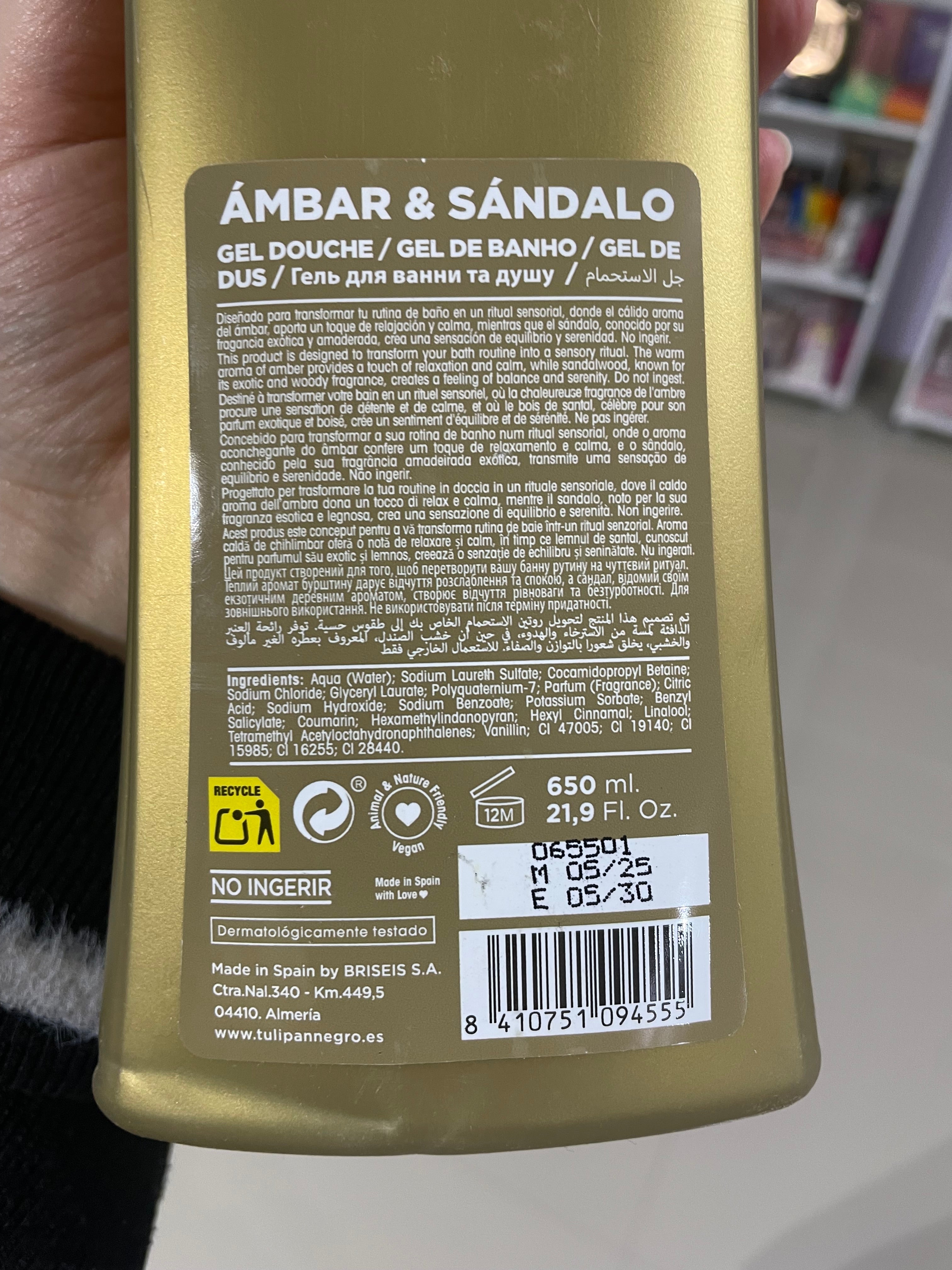 Gel de dus Ambar & Sandalo - Tulipan Negro