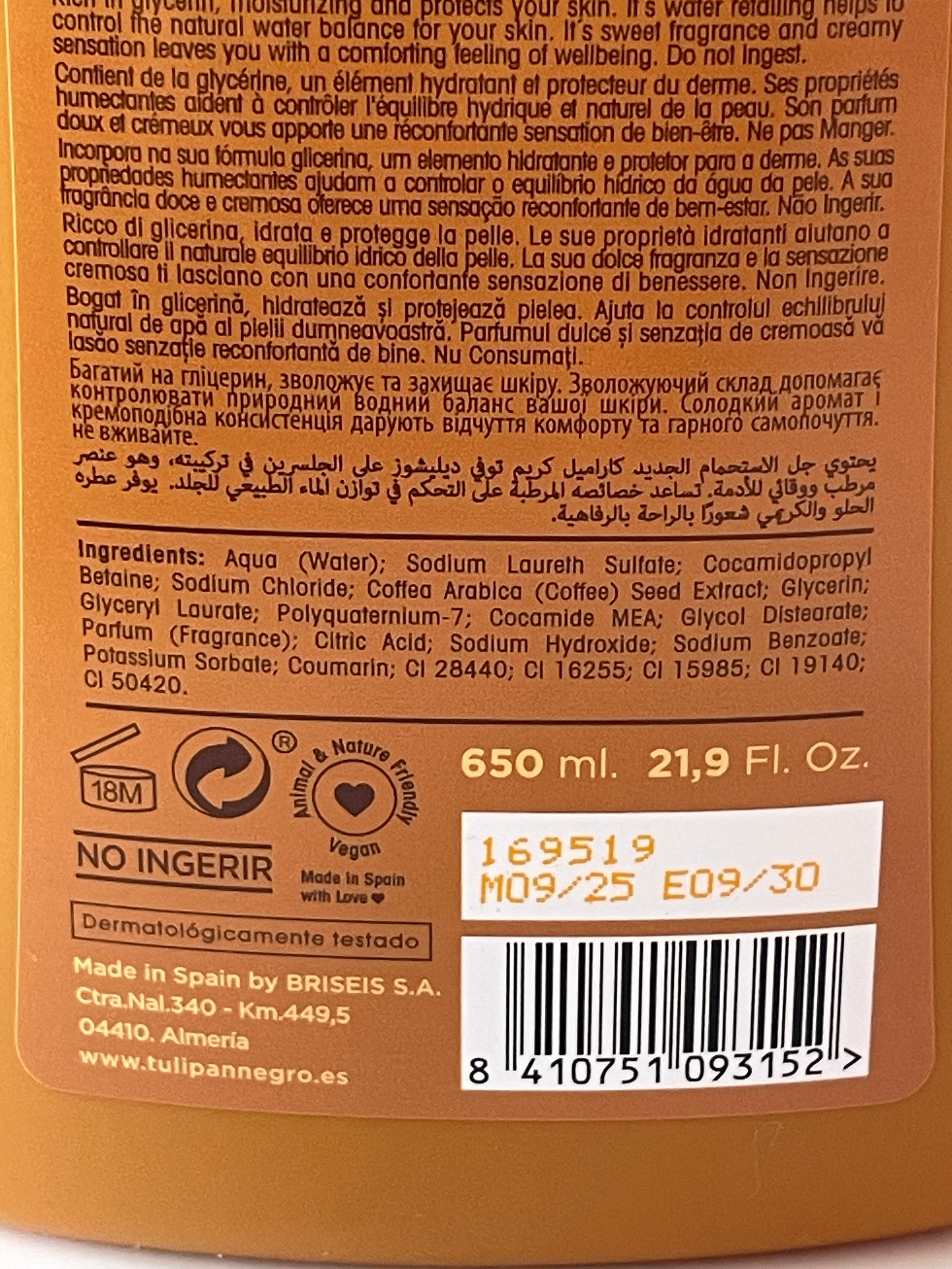 Gel de dus Caramel & Toffee - TULIPAN NEGRO