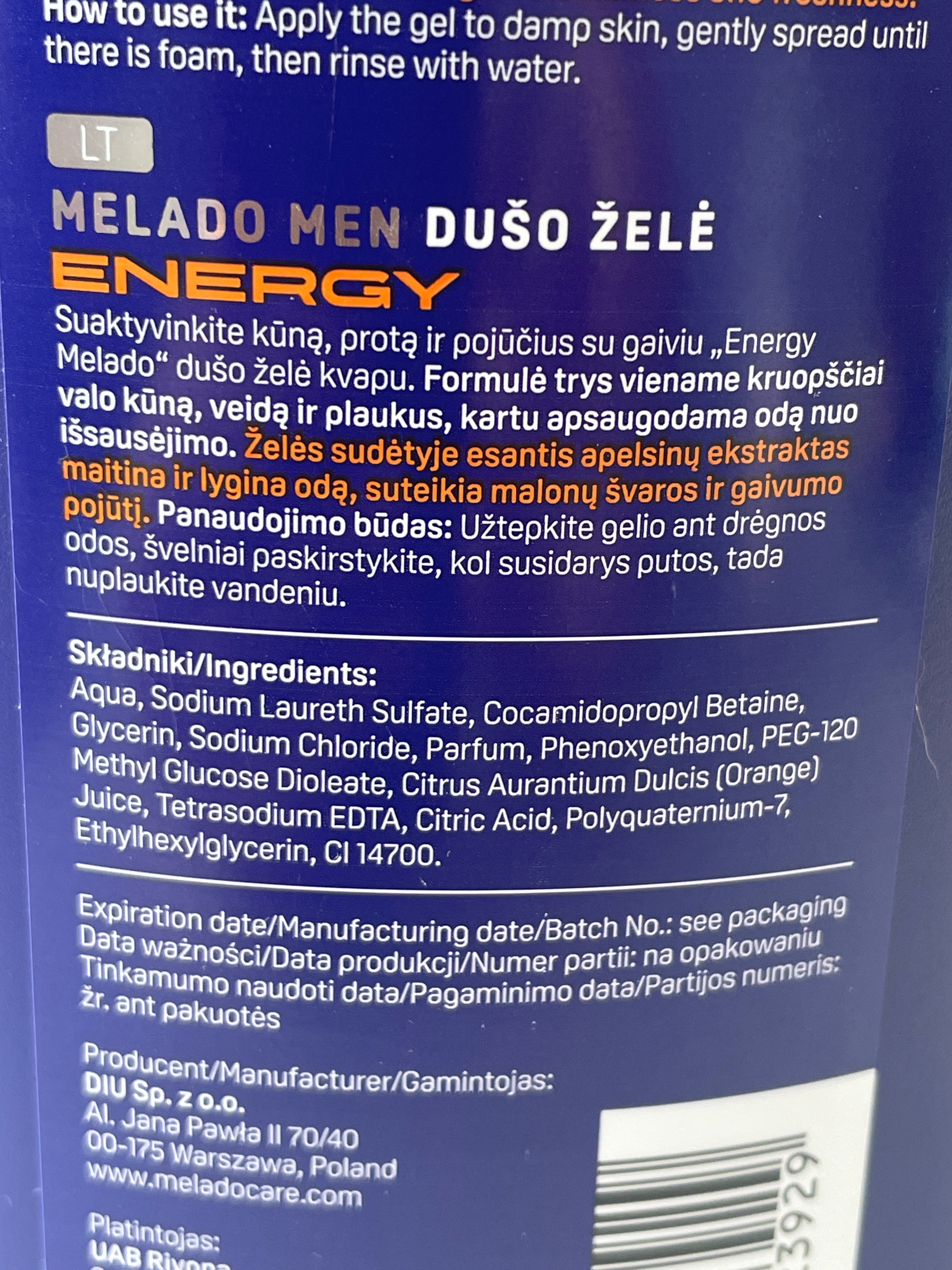 Gel dus 3 in 1 Energy men - MELADO