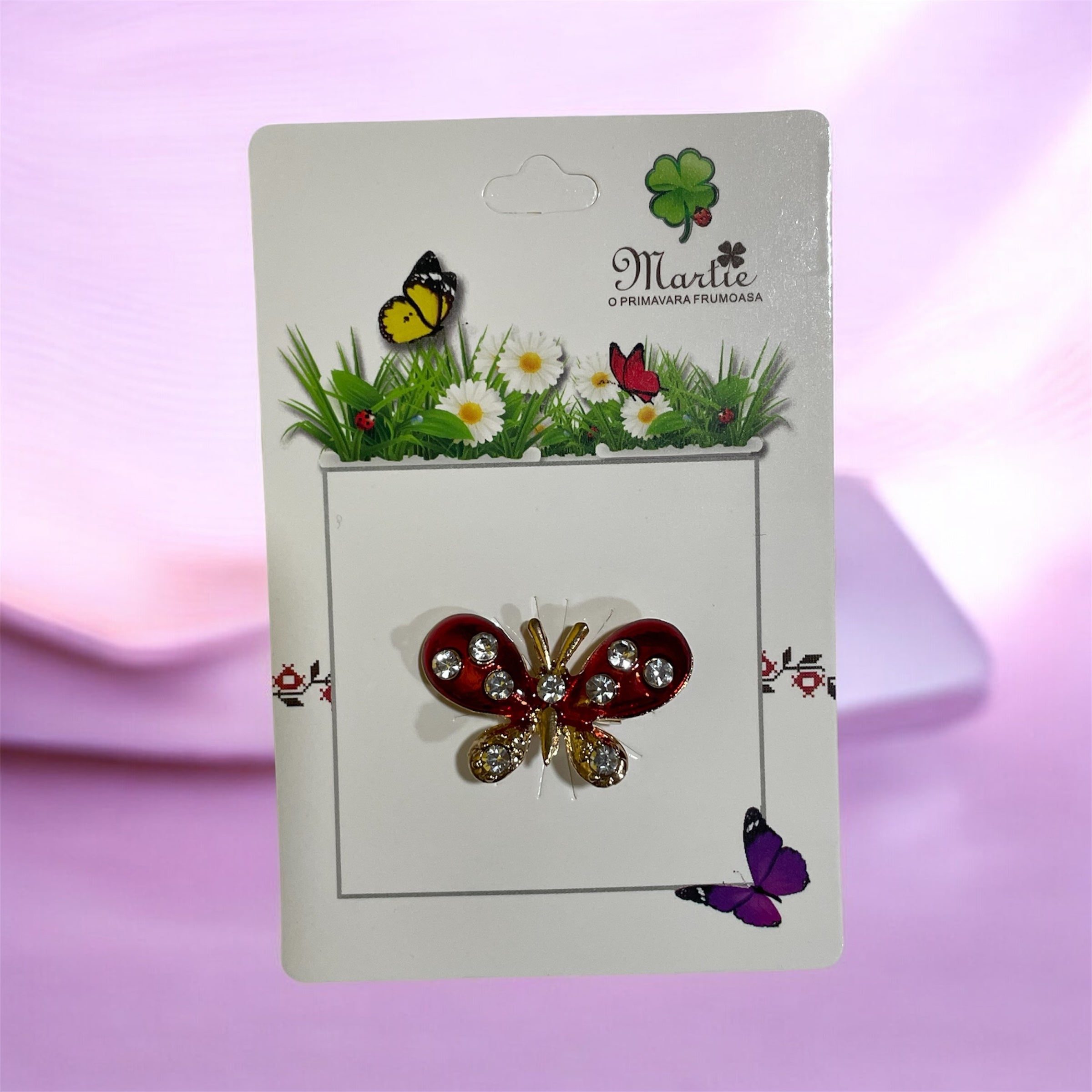 Brosa martisor flurure rosu