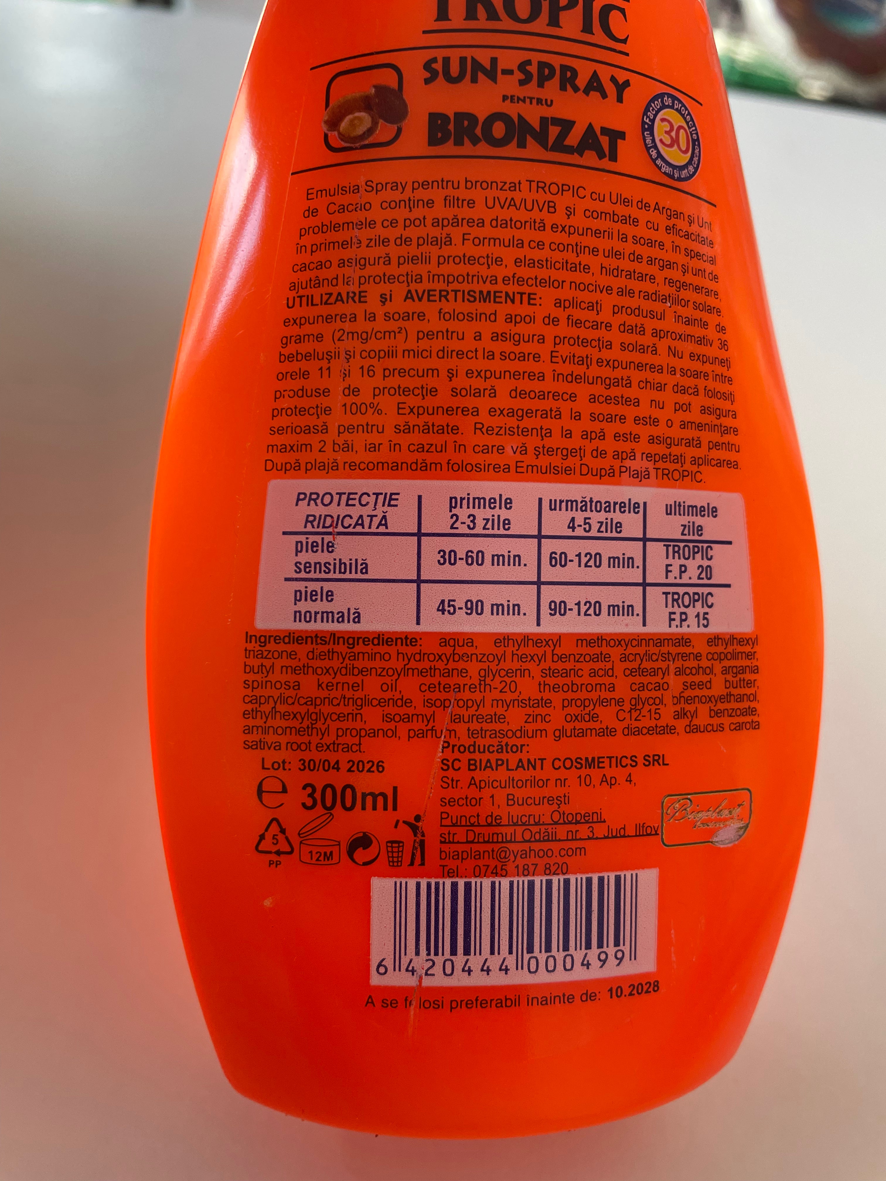 Spray pentru bronzat SPF30 - TROPIC